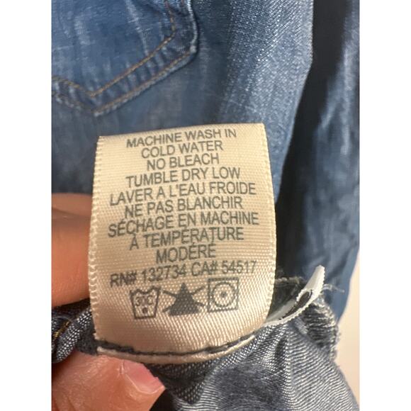 Cloth & Stone Anthropology Denim Button Up Women’s S Roll Tab Sleeve - Picture 8 of 9
